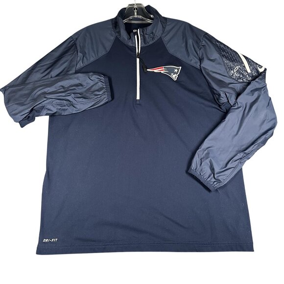 New England Patriots Jacket Mens Large Blue NFL Football Nike Dri Fit On Field - Picture 1 of 14